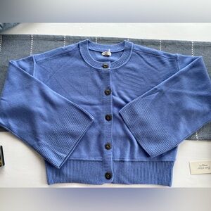 NWOT Pilcro/Anthropologie 100% Cashmere Button Up Crew Neck Cardigan Size L